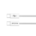 Rixus RXUC08C Fast Charging Cable USB-C To USB-C Cable Braided Nylon 1.8m White side angle view