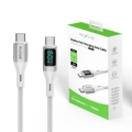 Rixus RXUC29C Braided USB-C To USB-C Cable With LED Display White close-up detail