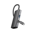Rixus RXHU07 USB-C To Ethernet HDMI Adaptor With Docking Station Grey side angle view