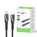 Rixus RXUC38L Fast Charging Cable USB-C To Lightning Connector Nylon 2m Black close-up detail