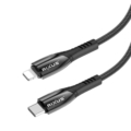 Rixus RXUC37L Fast Charging Cable USB-C To Lightning Connector Nylon 30cm Black front view