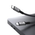 Rixus RXUC04 USB-C 2.0 To USB-C Cable 1m 100W Space Gray side angle view
