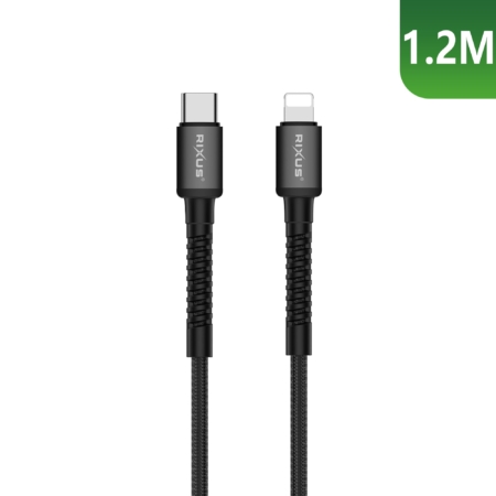 Rixus RXU71CA Nylon Braided USB-C Lightning main product photo