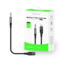 Rixus RXMU35L 3.5mm AUX To Lightning Connector Braided Audio Cable 1.2m Black close-up detail