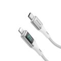 Rixus RXUC29L Braided USB-C To Lightning Connector Cable With LED Display White side angle view