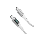 Rixus RXUC29C Braided USB-C To USB-C Cable With LED Display White side angle view