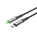 Rixus RXUC22L Auto Disconnect USB-C To Lightning Connector Cable Black front view