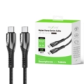Rixus RXUC37C Fast Charging Cable USB-C To USB-C Braided Nylon 30cm Black close-up detail