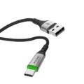 Rixus RXUC22AC Auto Disconnect USB-A To USB-C Cable Black side angle view
