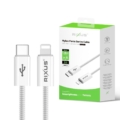 Rixus RXUC08L Fast Charging Cable USB-C To Lightning Connector Cable Braided Nylon 1.8m White close-up detail