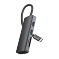 Rixus RXHU10 USB-C To HDMI Adaptor With Docking Station Grey side angle view