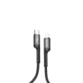 Rixus RXUC17L Retractable Spring Cable USB-C To Lightning Connector Black side angle view