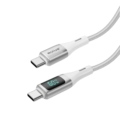 Rixus RXUC29C Braided USB-C To USB-C Cable With LED Display White front view