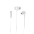 Rixus RXHD56LW Lightning Connector Wired Earbud Type Headphone With Microphone White side angle view