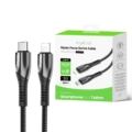 Rixus RXUC37L Fast Charging Cable USB-C To Lightning Connector Nylon 30cm Black close-up detail