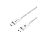 Rixus RXUC08C Fast Charging Cable USB-C To USB-C Cable Braided Nylon 1.8m White front view