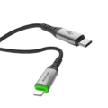 Rixus RXUC22L Auto Disconnect USB-C To Lightning Connector Cable Black side angle view