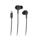 Rixus RXHD56L Lightning Connector Wired Earbud Type Headphone With Microphone Black side angle view