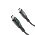 Rixus RXUC28C Braided USB-C Cable With LED Display 1m Black side angle view