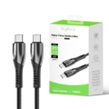 Rixus RXUC38C Fast Charging Cable USB-C To USB-C Braided Nylon 2m Black close-up detail