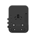 Rixus RX3425 World Travel Adapter 25W With 3 USB Ports Black close-up detail