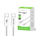 Rixus RXUC08C Fast Charging Cable USB-C To USB-C Cable Braided Nylon 1.8m White close-up detail