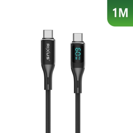 Rixus RXUC28C Braided USB-C Cable LED main product photo