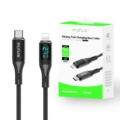 Rixus RXUC28L Braided USB-C To Lightning Connector Cable With LED Display 1m Black close-up detail