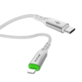 Rixus RXUC21L Auto Disconnect USB-C To Lightning Connector Cable White side angle view