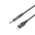 Rixus RXMU35L 3.5mm AUX To Lightning Connector Braided Audio Cable 1.2m Black front view