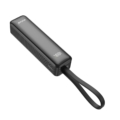 Rixus RXPB03B Digital Display Powerbank 5000mAh With USB-C Cable Built-in Black side angle view